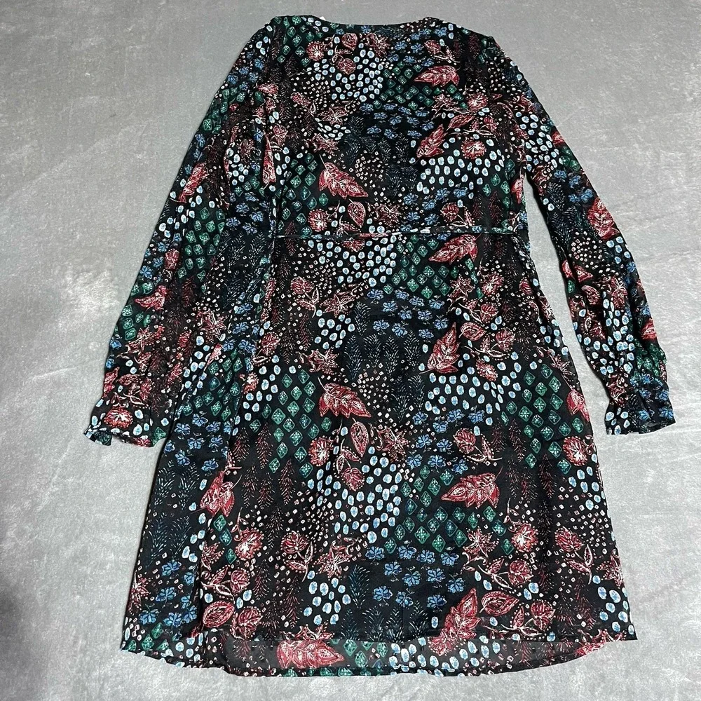 Ann Taylor Loft Dress Womens Small Black Floral Whimsigoth‎ Long Sleeve Lined